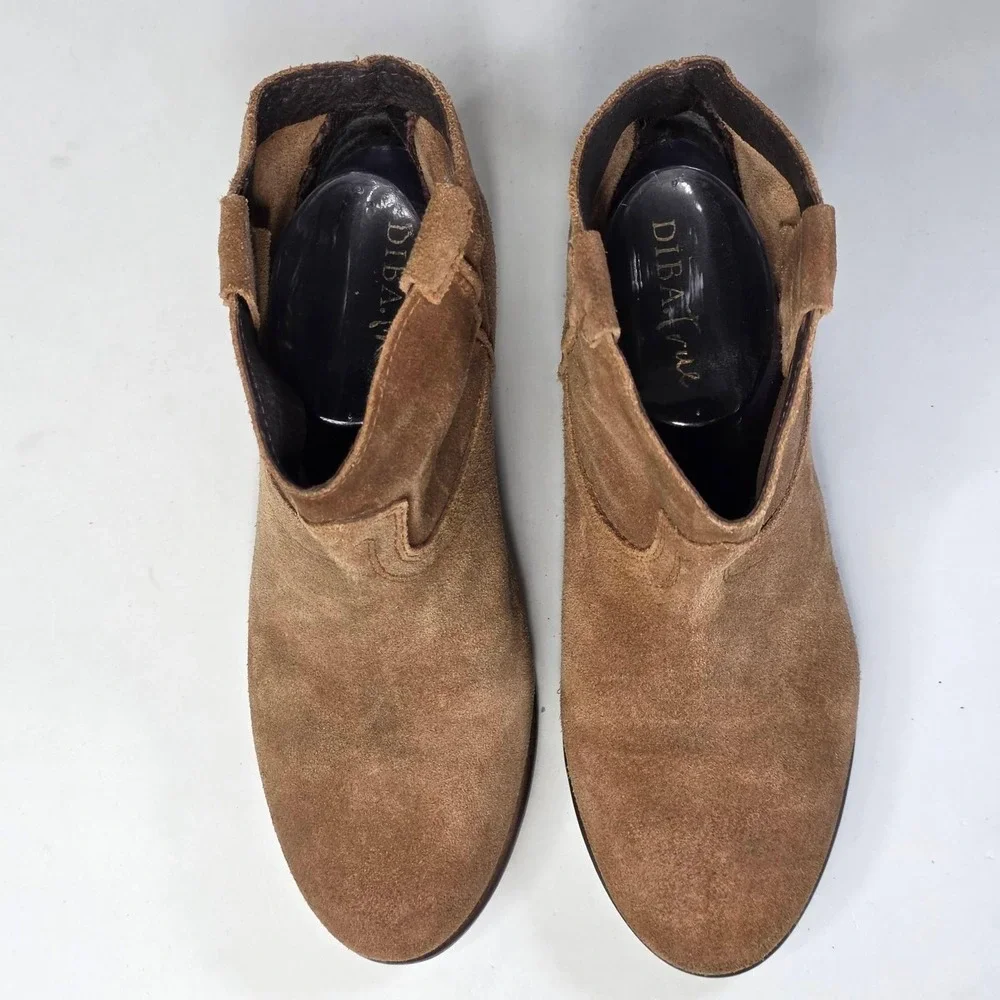 Diba True Moon River Western Ankle Boots Women's 7.5 M Tan Brown Suede Shoes